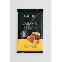 Молочный шоколад Cachet  с карамелью и морской солью 32% какао, 300г